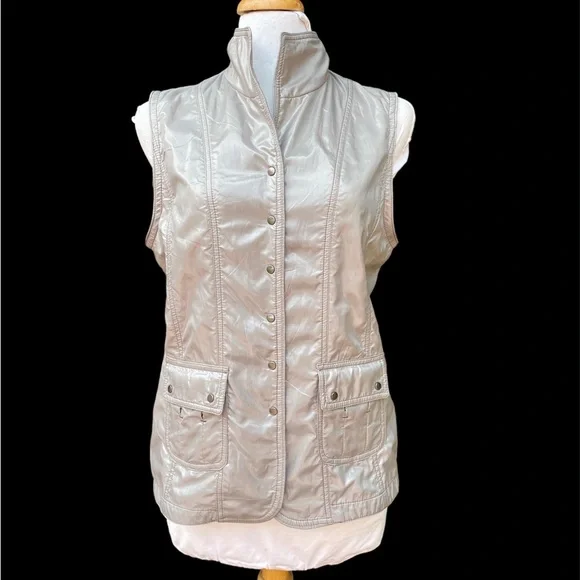 Japanese Brand Rue de Bac Vest Silver Grey Metallic - Picture 1 of 14